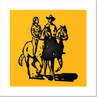 Western Era - Cowboy and Cowgirl on Horseback Posters and Art